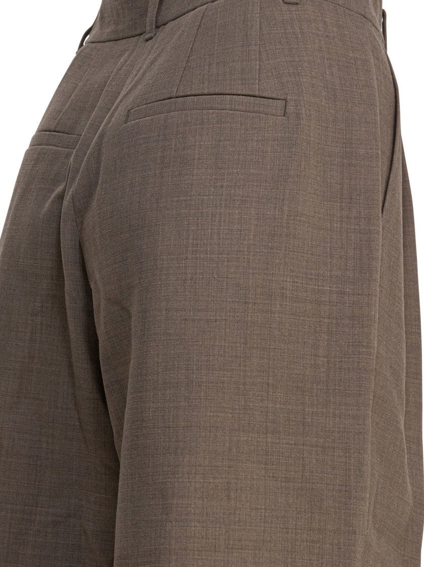 Sandbeige Tailored Straight-Leg Trousers With High Waist