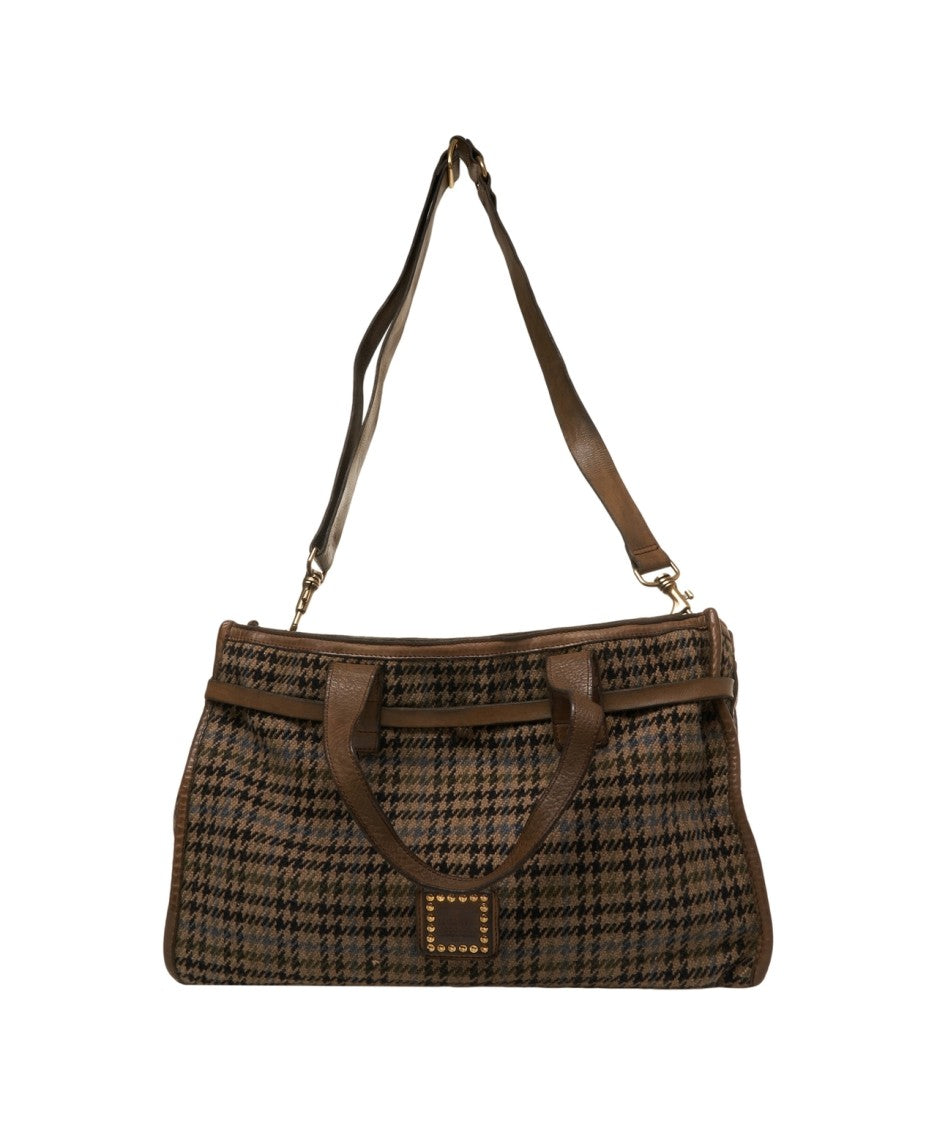 Campomaggi Houndstooth Patterned Campomaggi Shopper With Leather Accents