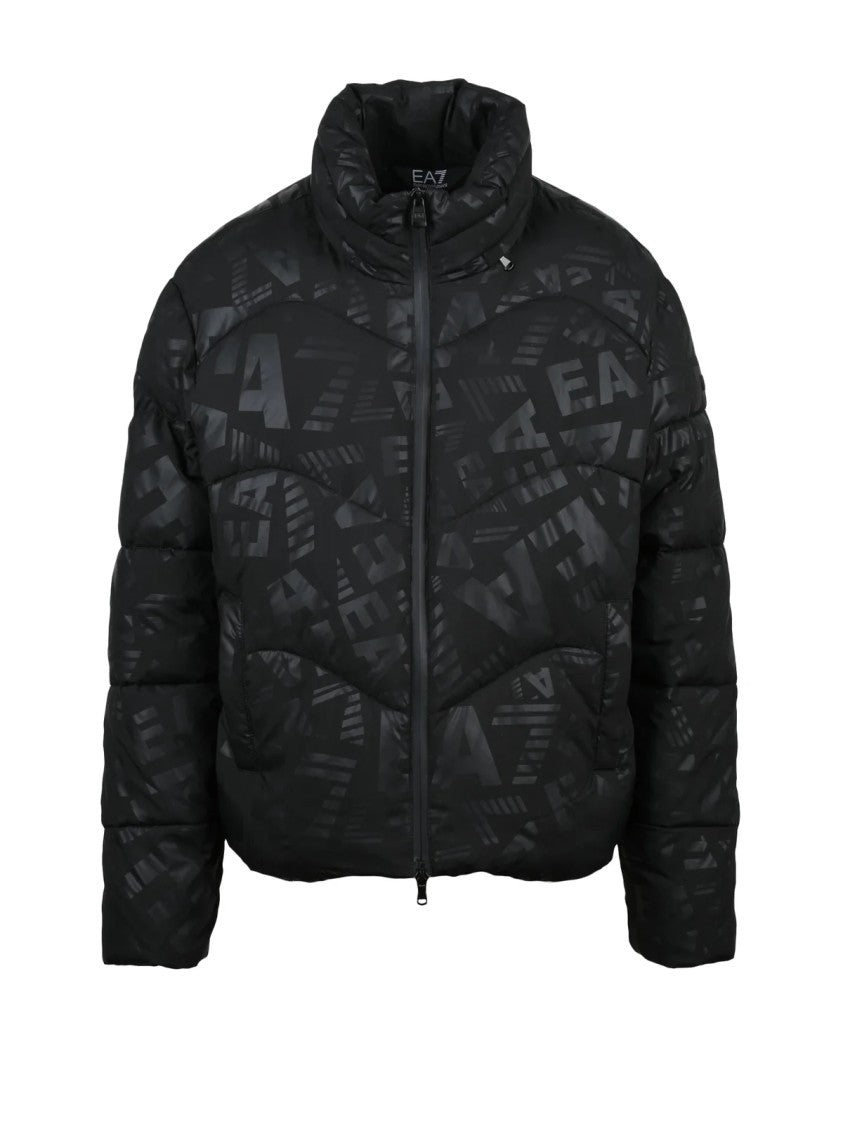 Ea7 Emporio Armani Black Polyamide Hooded Down Jacket