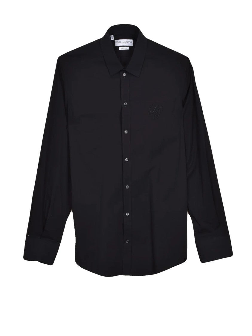 Dolce & Gabbana Black Slim Fit Tailored Stretch Cotton Shirt
