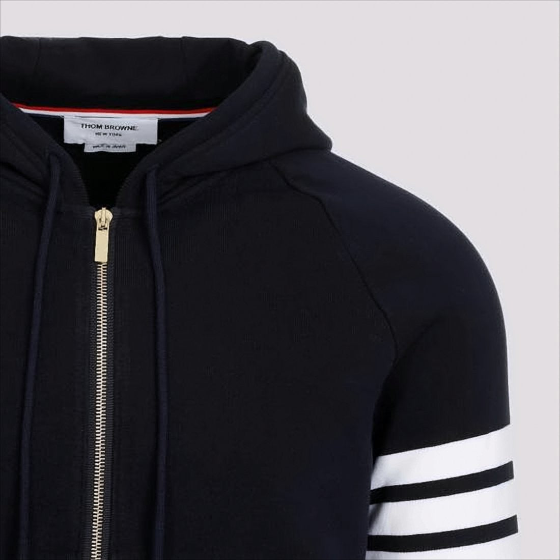 Thom Browne Hooded Sweatshirt With Zip-Up Front And Iconic Stripes
