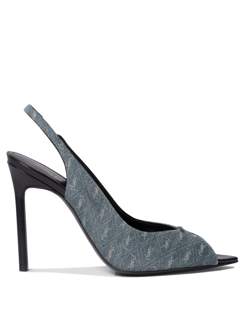 Saint Laurent Textured Fabric And Leather Heeled Pumps