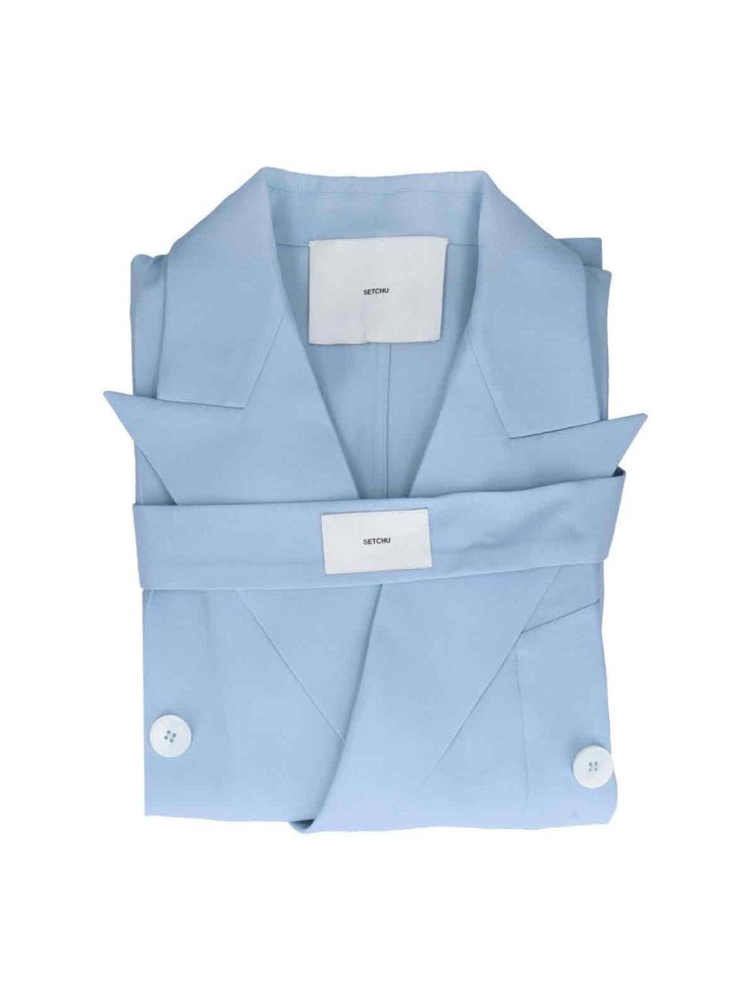 Setchu Enrico' Double-Breasted Blazer – Light Blue