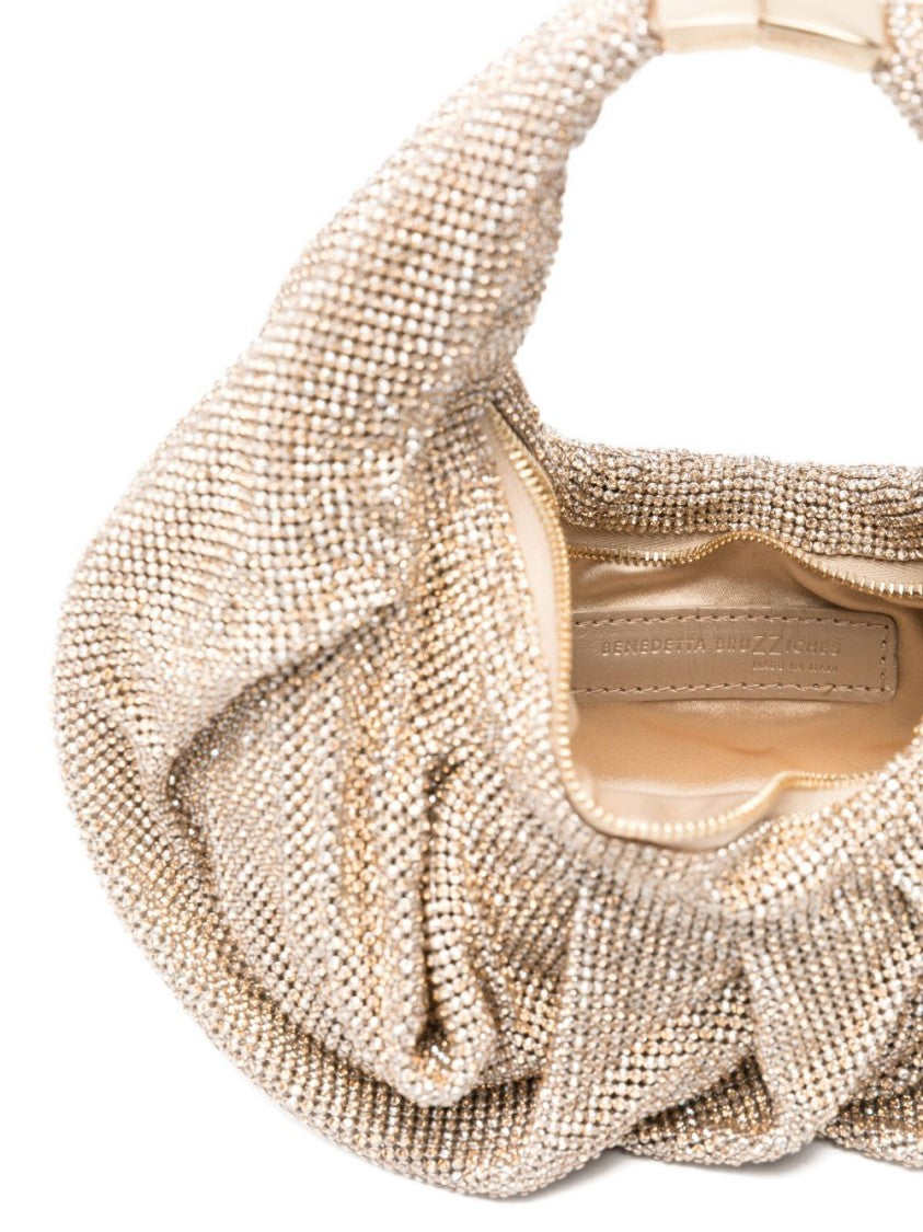 Benedetta Bruzziches Soft Gathered Golden Metal Mesh Shoulder Bag
