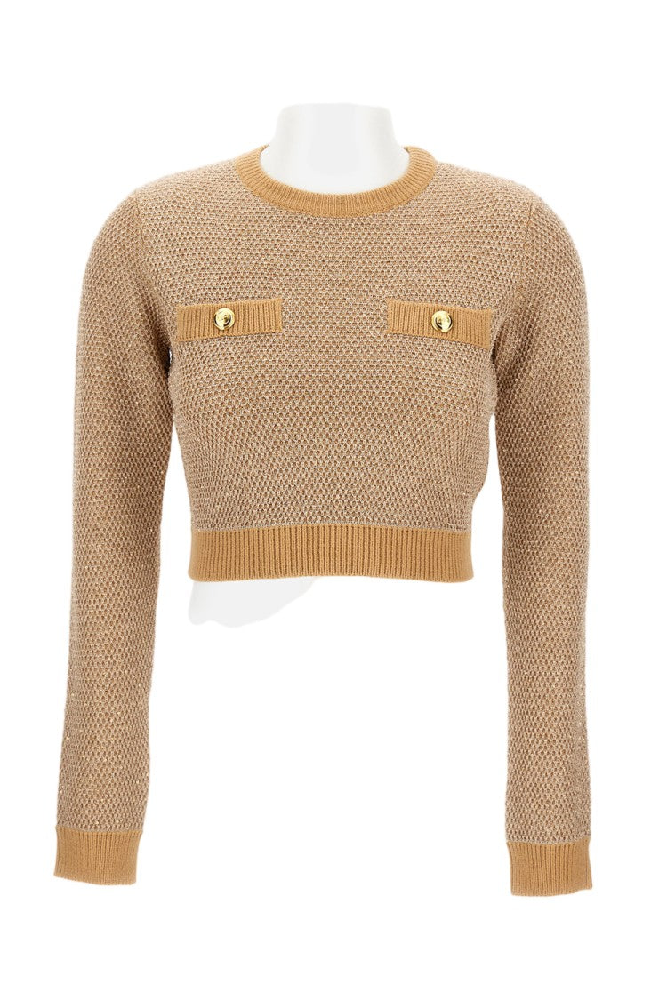 Elisabetta Franchi Cropped Textured Wool Sweater