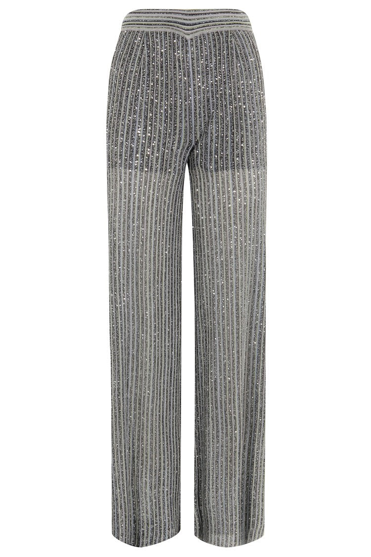 Missoni Straight-Leg Trousers With Sequined Vertical Stripes