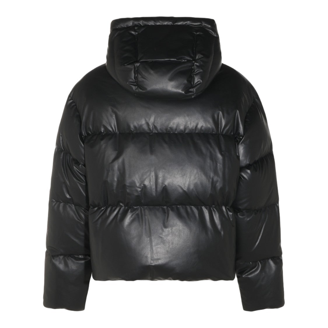Mm6 By Maison Margiela Glossy Leather-Finish Puffer Jacket With High Collar