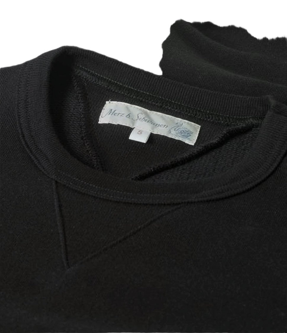 Merz B. Schwanen Classic Black Sweatshirt With V-Stitch Detail
