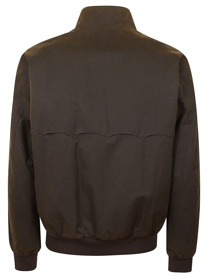 Baracuta Deep Moss Waxed Cotton Jacket With Eco Fur Lining