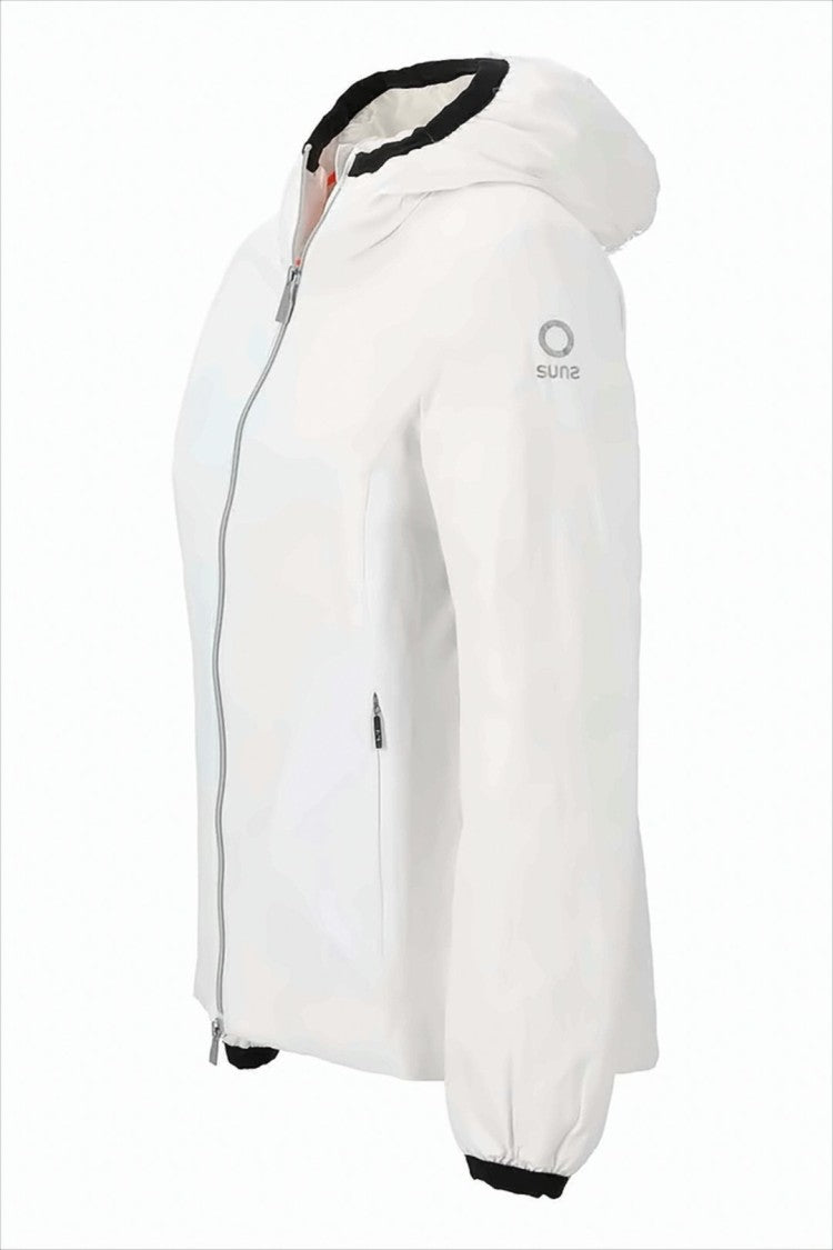 Suns Lightweight White Puffer Jacket With Adjustable Hood