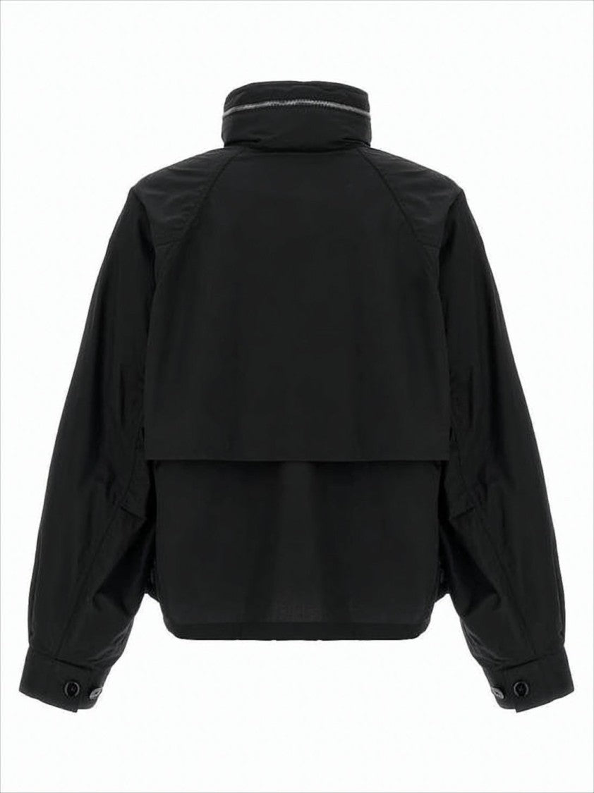 Lemaire Cropped Black Jacket With High Collar
