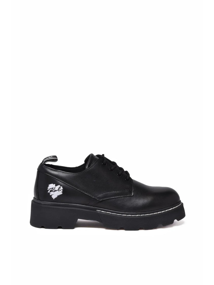 Karl Lagerfeld Black Leather Platform Heels