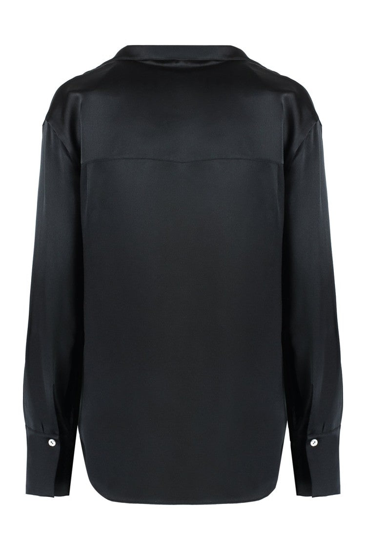 Vince Long Sleeve Blouse With Stand Collar