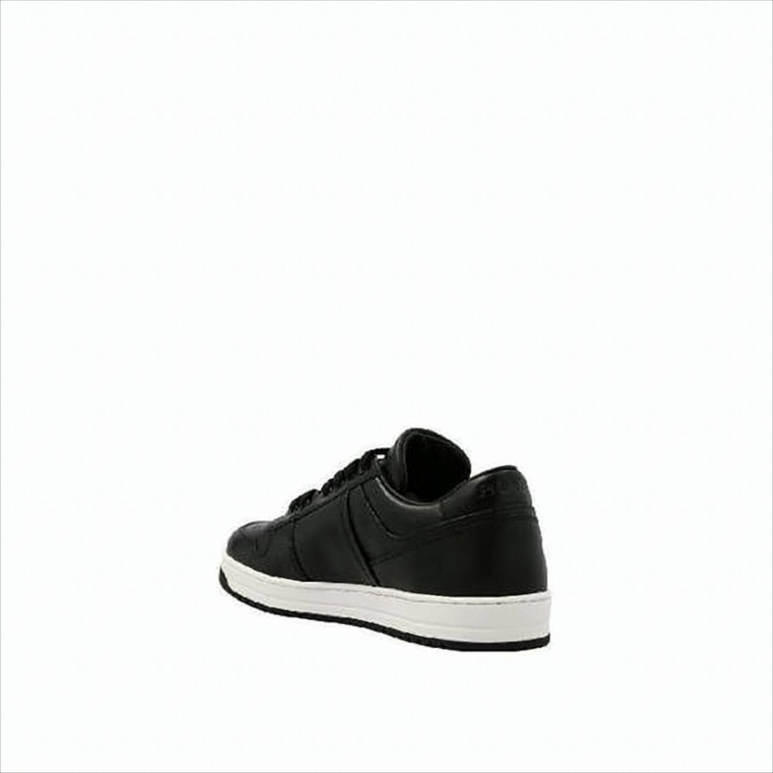 Prada Low-Top Leather Sneakers With Perforated Detailing And Logo Plaque