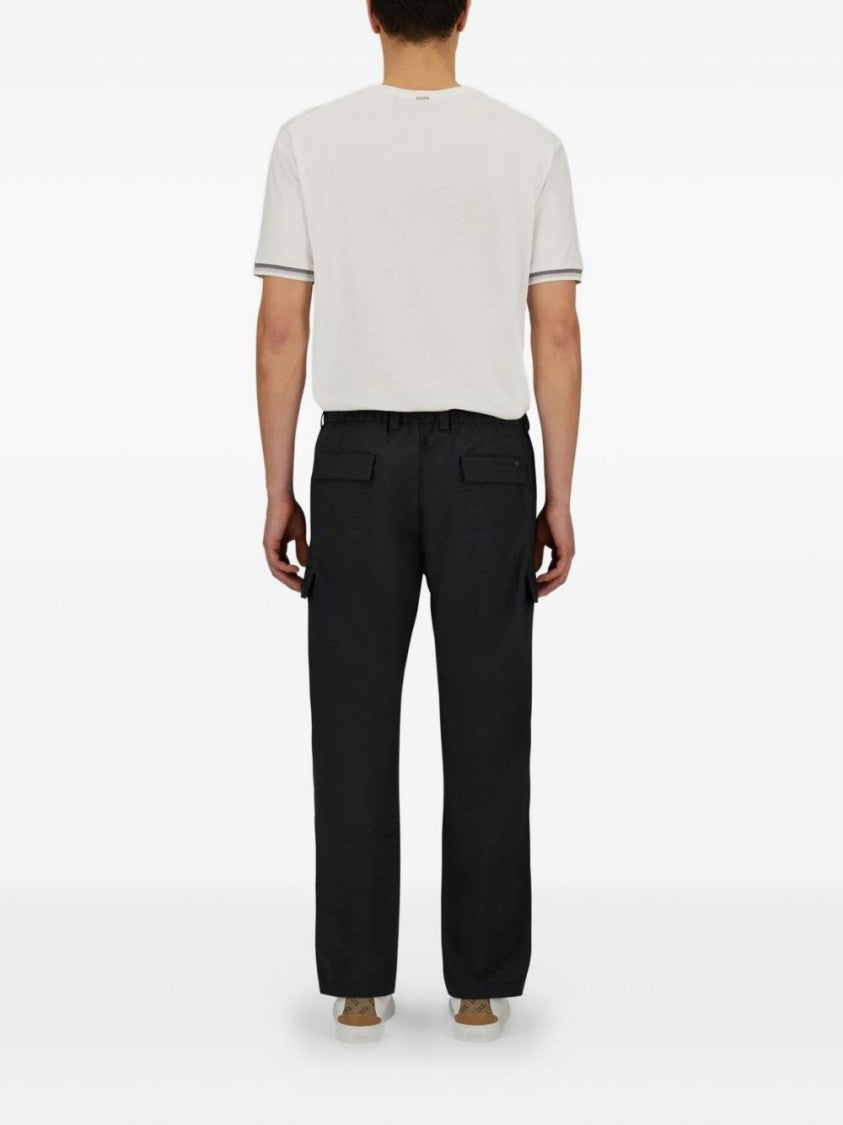 Herno Anthracite Trousers With Cargo Pockets And Belt Loops