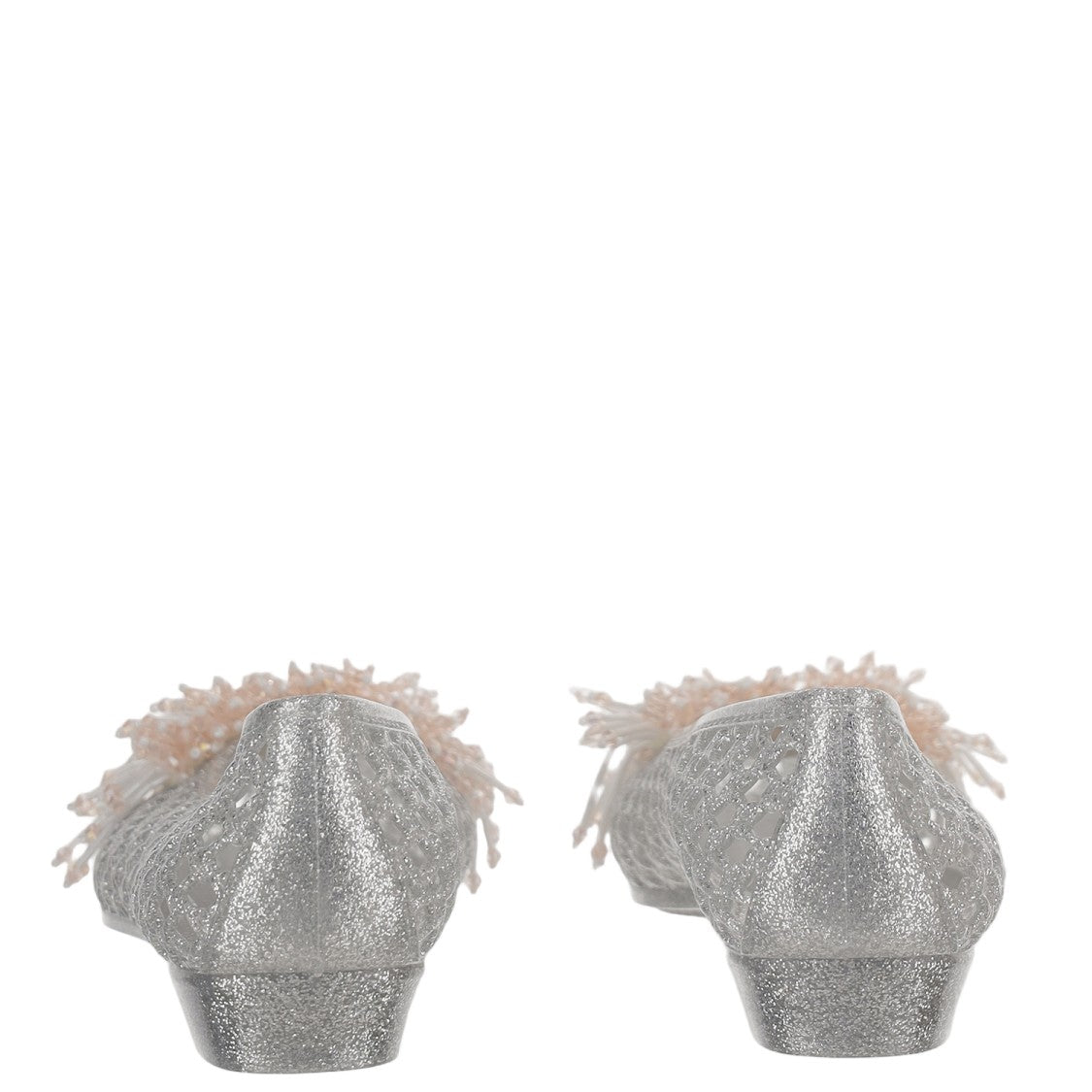Heavenly Jelly Transparent Mesh Ballerina Flats With Beaded Embellishments