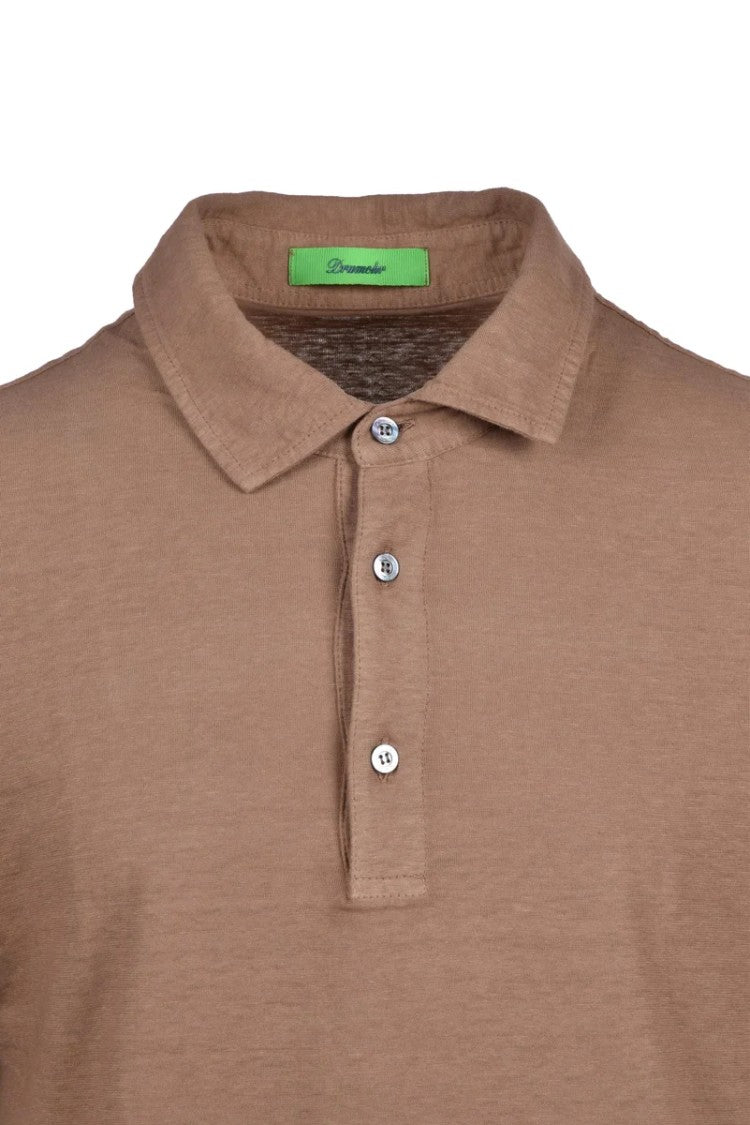 Drumohr Brown Cotton Linen Polo