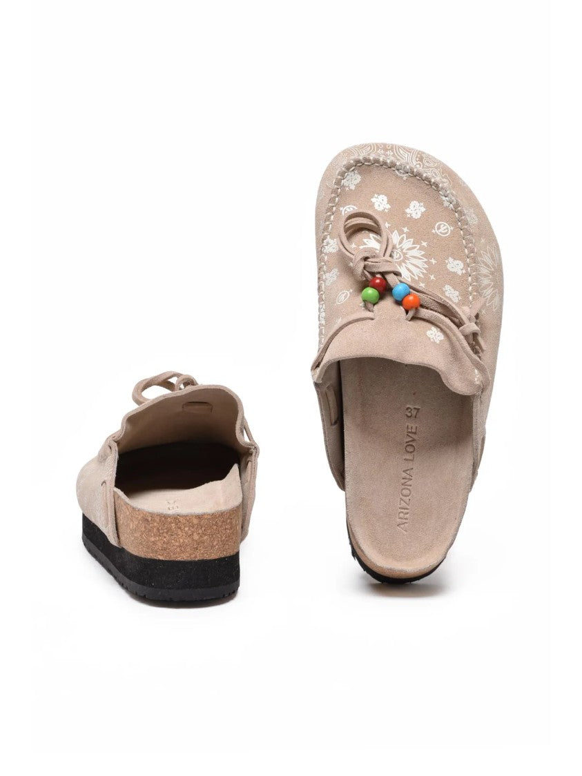 Arizona Love Beige Suede Stitch Mules