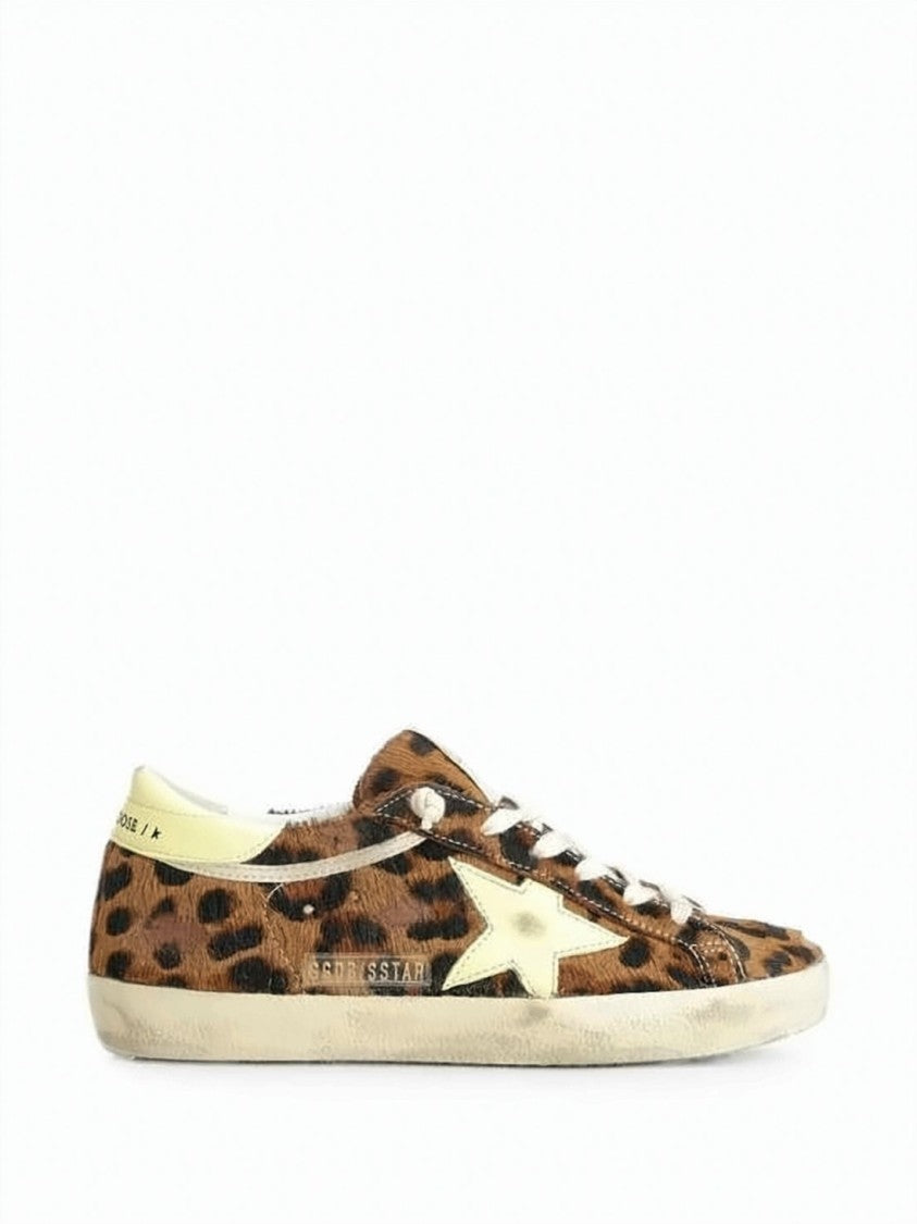 Golden Goose Bold Leopard Print Golden Goose Sneakers With Distressed Sole