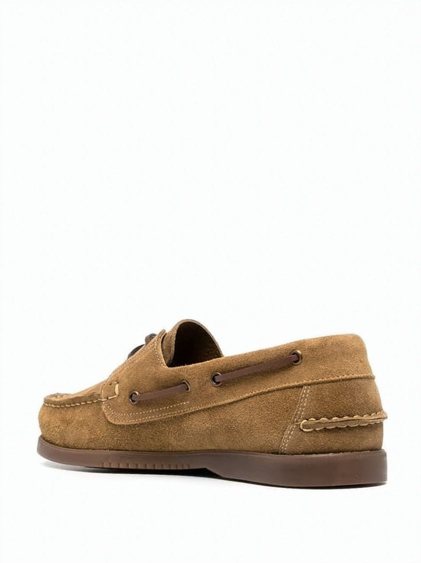 Paraboot Suede Loafer With Moccasin Toe And Leather Laces