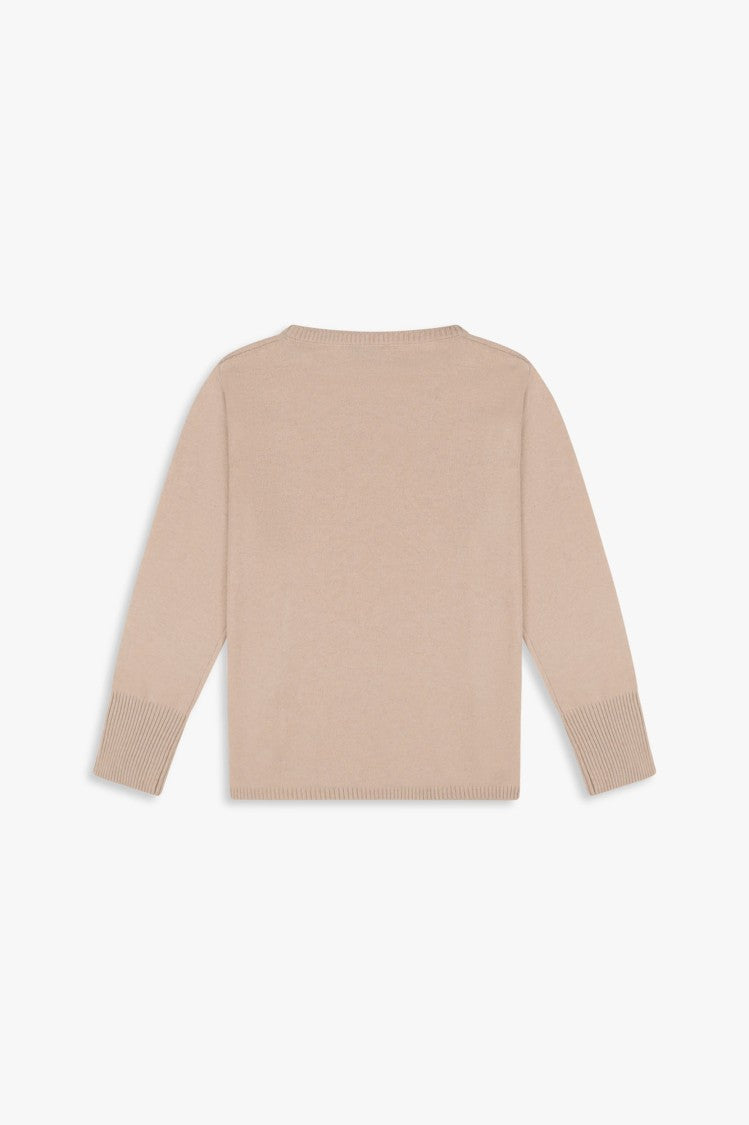 Kangra Beige Crewneck Sweater With Refined Stitch Detail