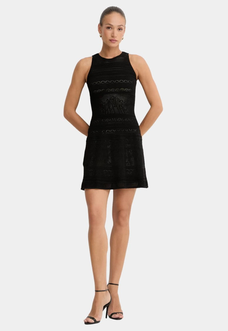 Twin-Set Intricately Knit Black Sleeveless Mini Dress