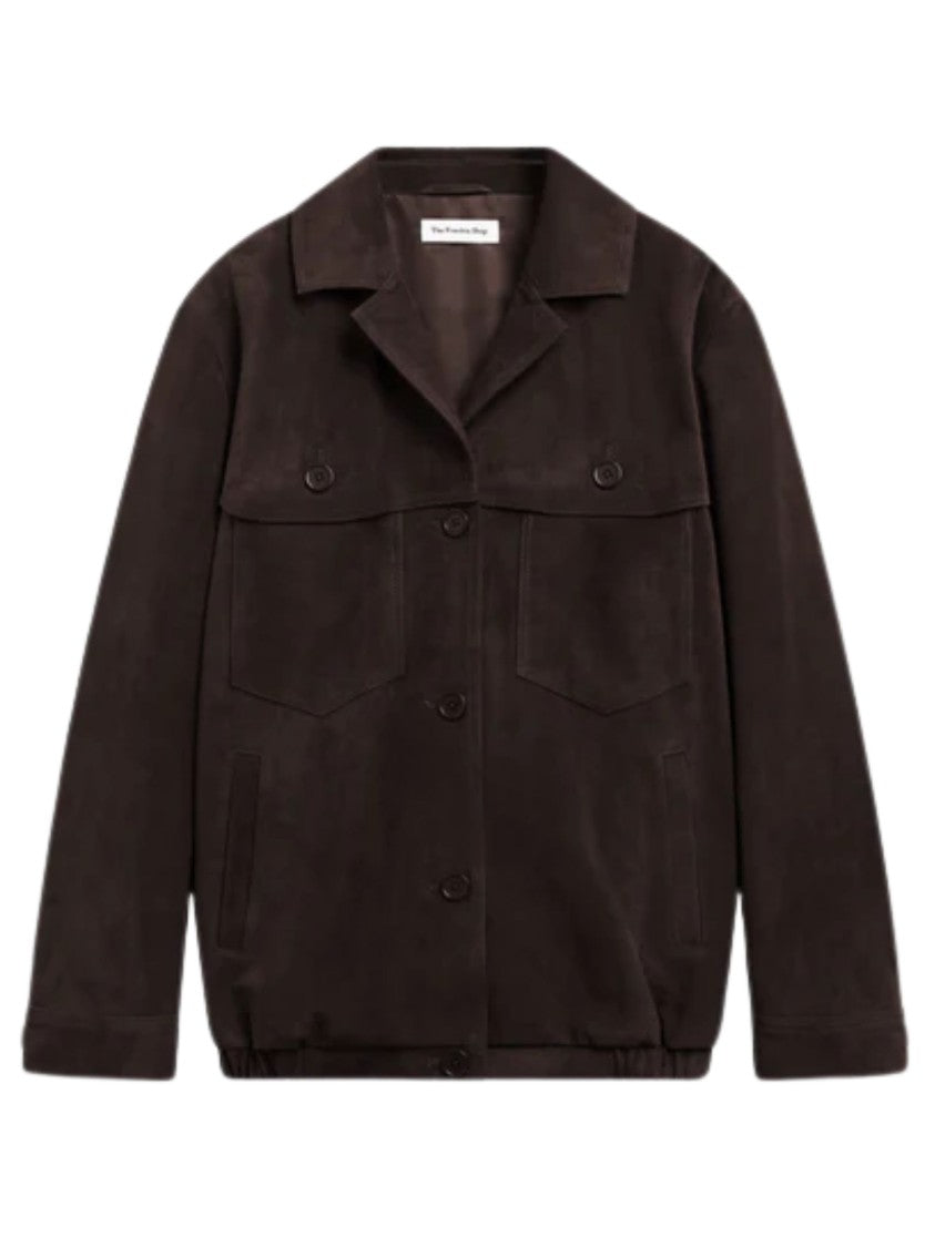 The Frankie Shop Oversized Chocolate Brown Faux Suede Hester Jacket