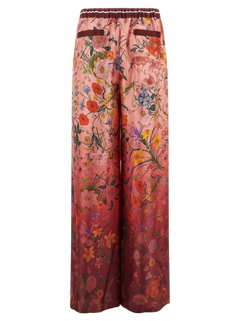 Gucci Floral Print Silk Twill Pants