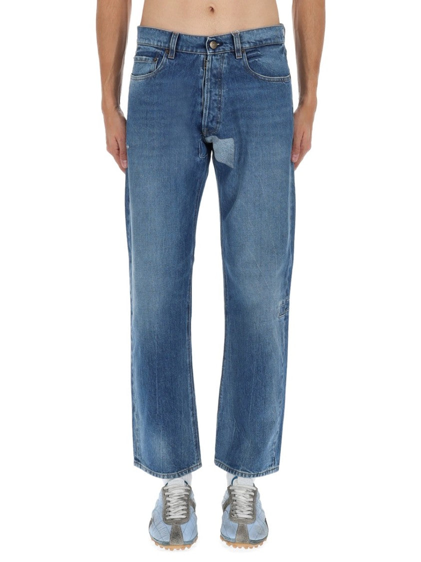 Maison Margiela Blue Cotton Faded Straight-Leg Jeans