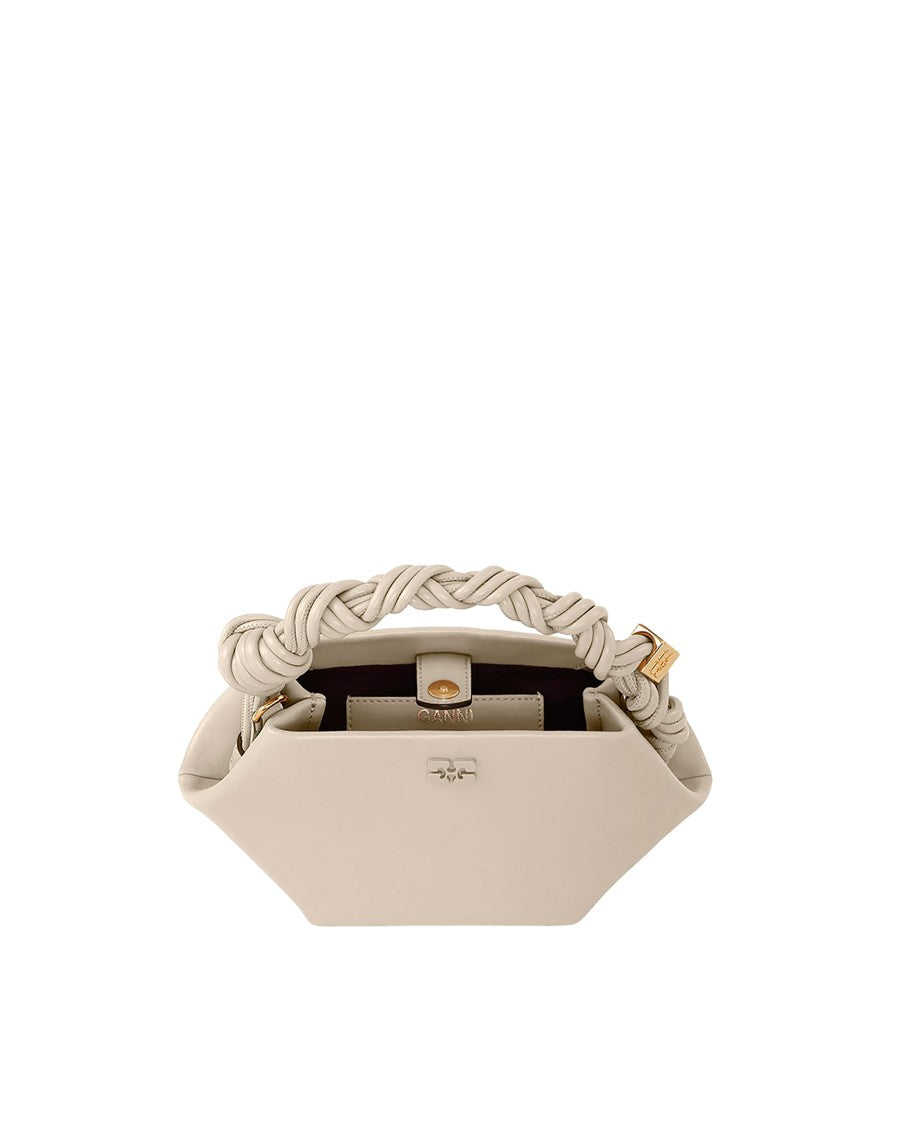 Ganni Mini Bou Handbag In Recycled Leather With Twisted Handle