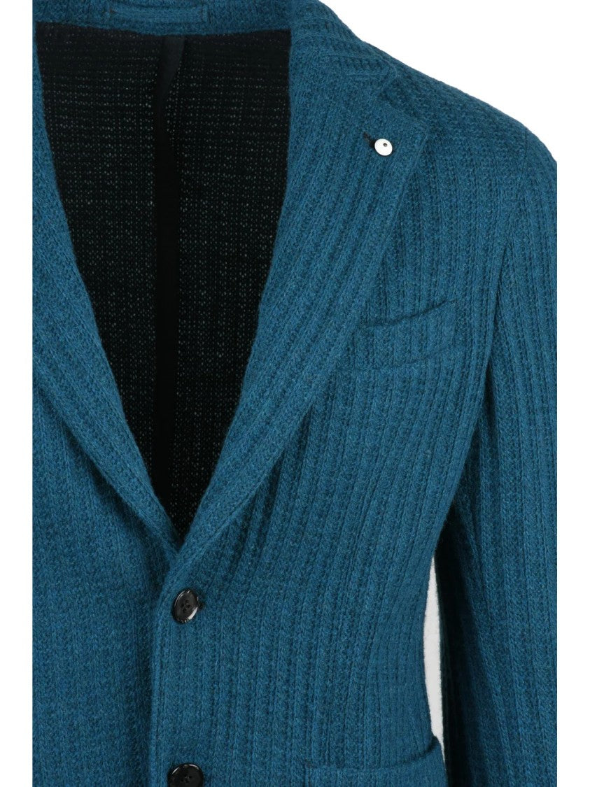 L.B.M. 1911 Knit Blazer With Ribbed Texture And Two-Button Closure