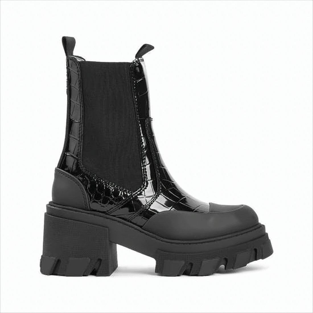 Ganni Chunky Platform Boots With Croc-Embossed Leather And Lug Sole