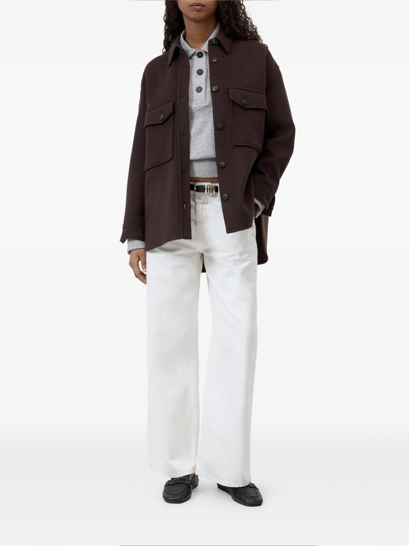 Closed Brown Boxy Collar Cotton-Blend Jacket