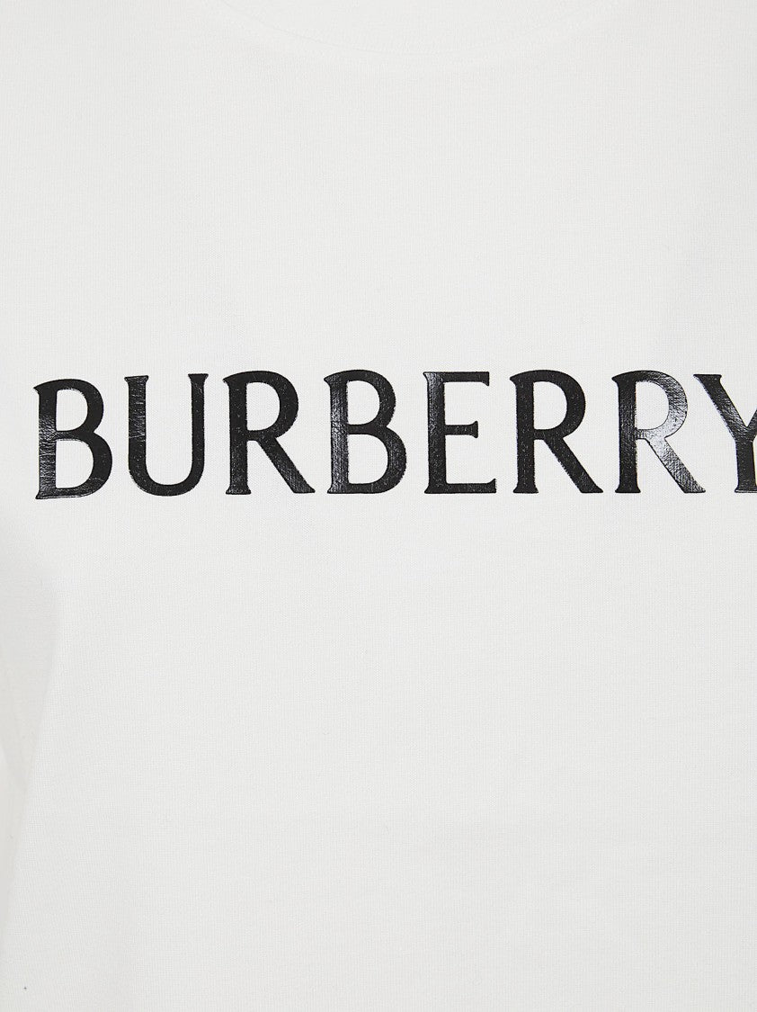 Burberry Cropped Soft Cotton Top With Bold Logo