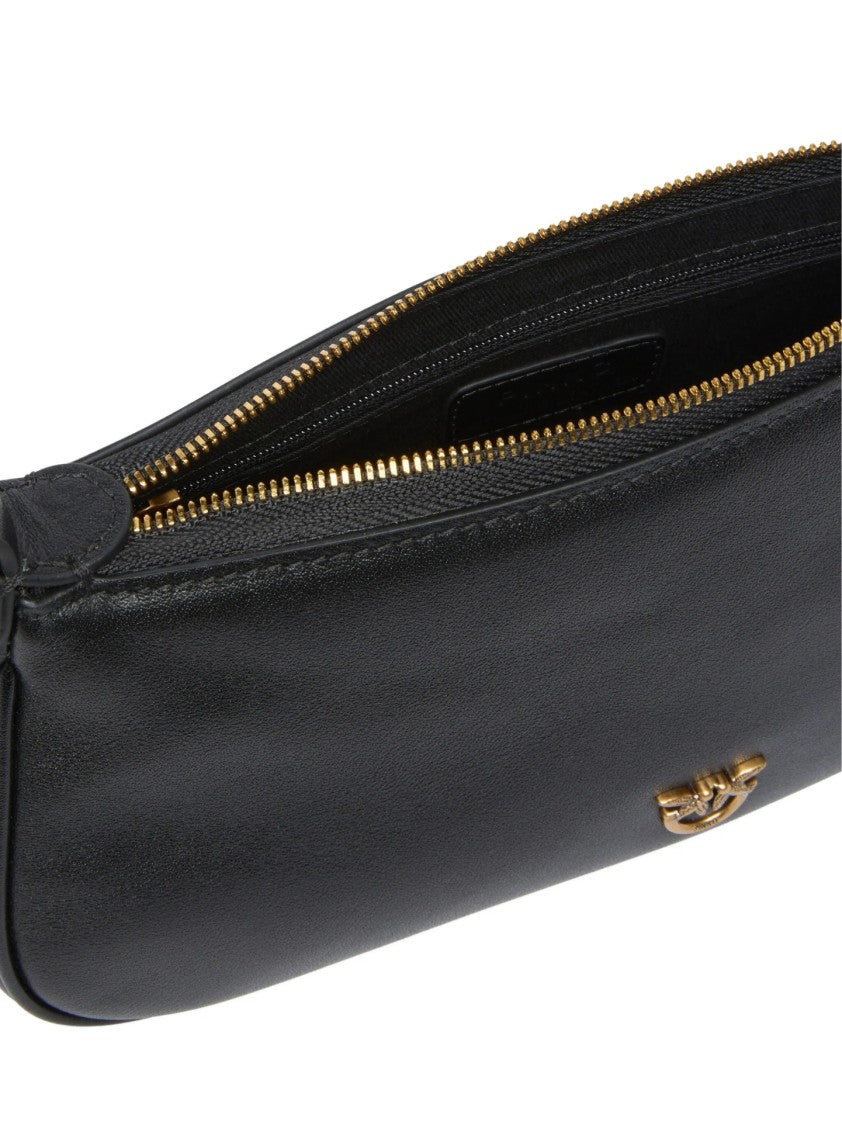 Pinko Structured Handbag With Smooth Black Leather Finish