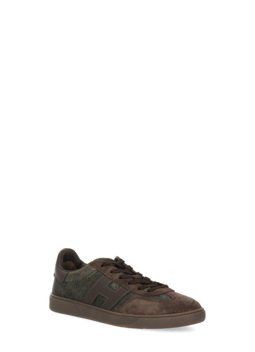 Hogan Brown Smooth Leather Detail Suede Sneakers