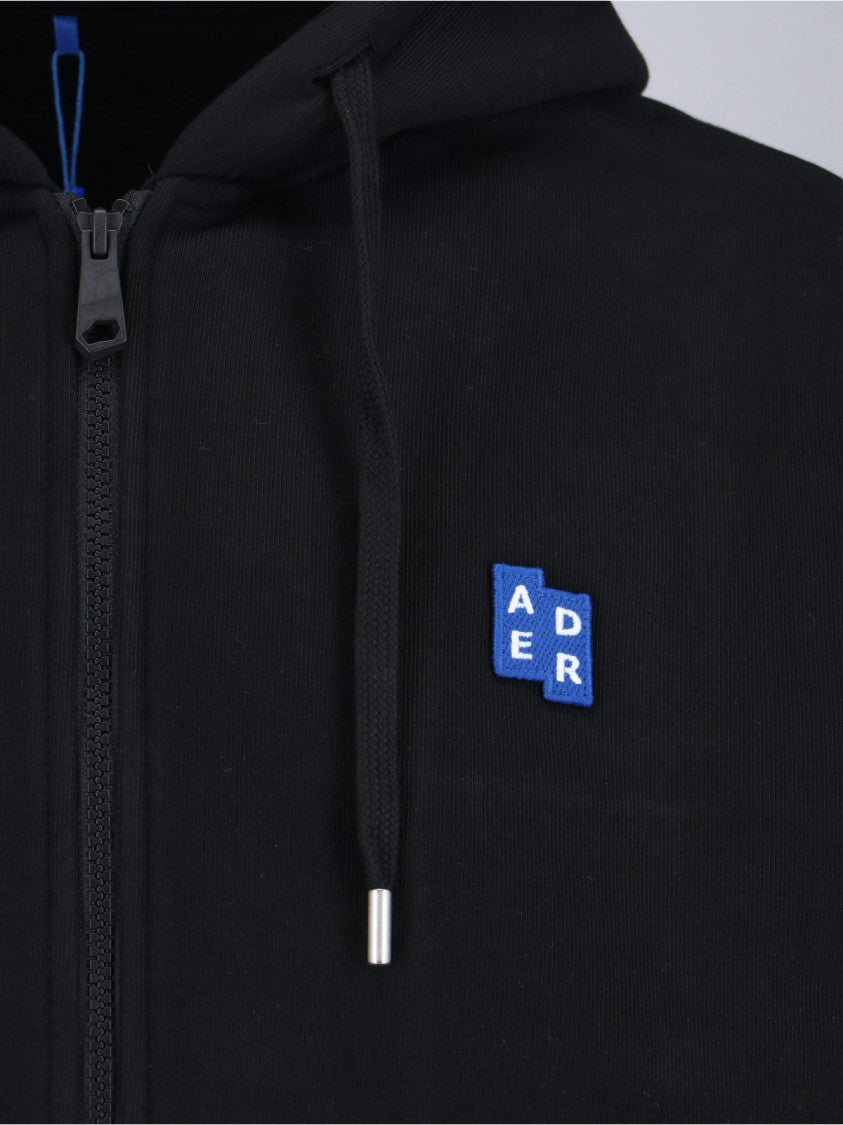 Ader Error "Trs Tag" Zip Sweatshirt, In Black Cotton