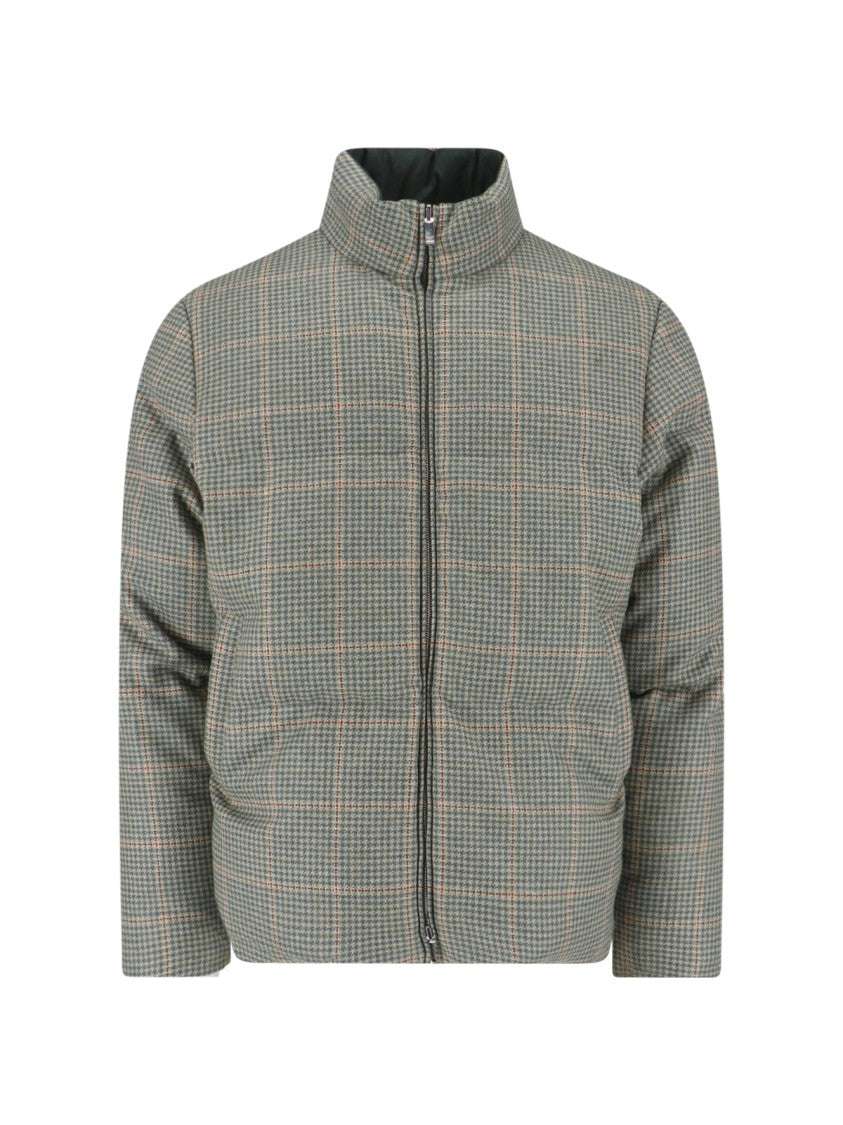 Thom Browne "Houndstooth Reversible" Down Jacket – Green/Black
