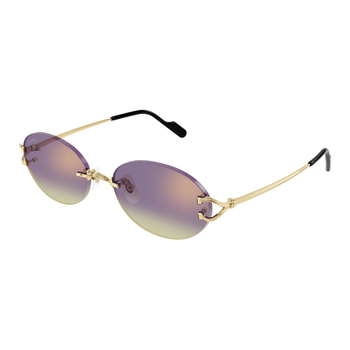 Cartier Gradient Oval Rimless Sunglasses With Unique Y-Shaped Arms