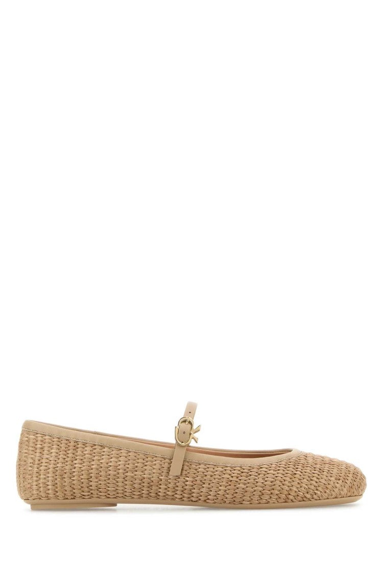 Gianvito Rossi Raffia Carla Ballerinas