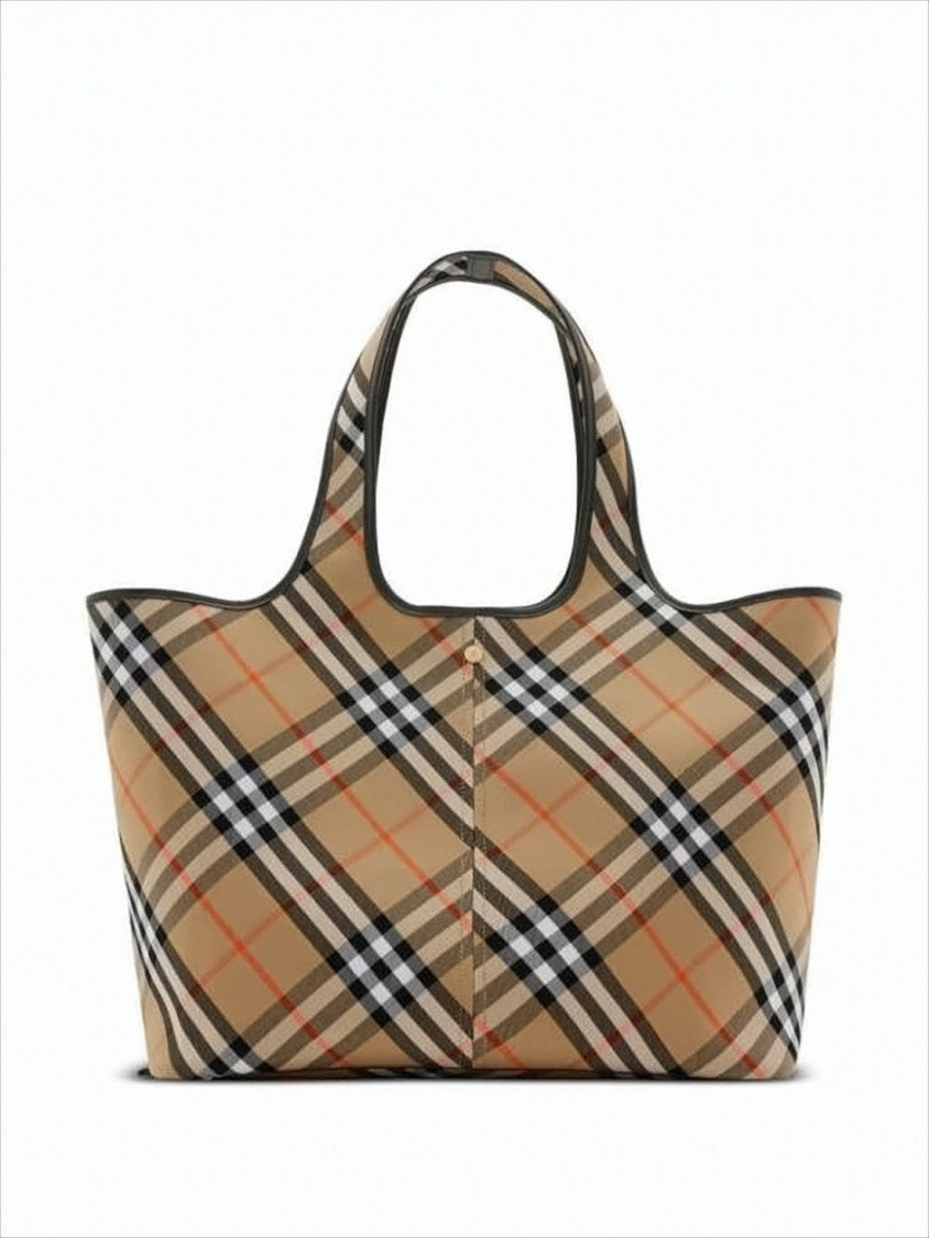 Burberry Classic Check Pattern Cotton Tote Bag