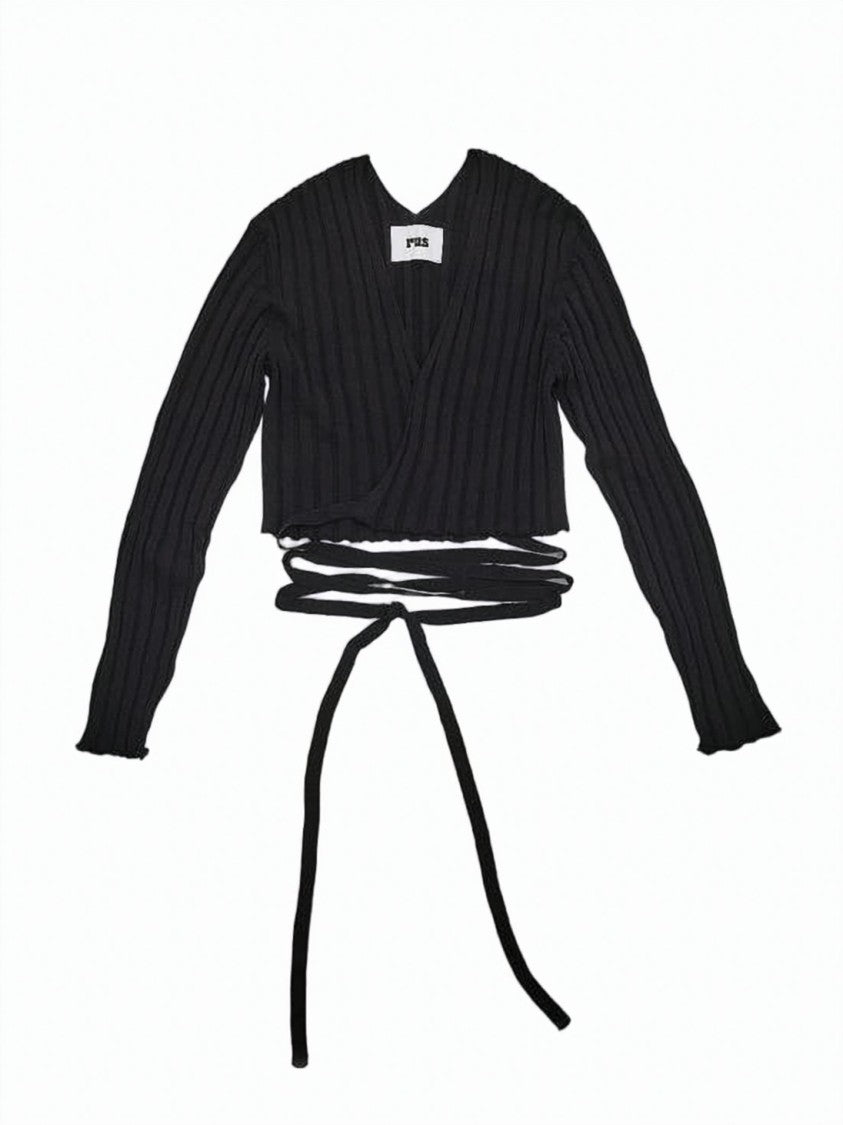 Rus Ribbed Knit Cardigan With Cropped Length