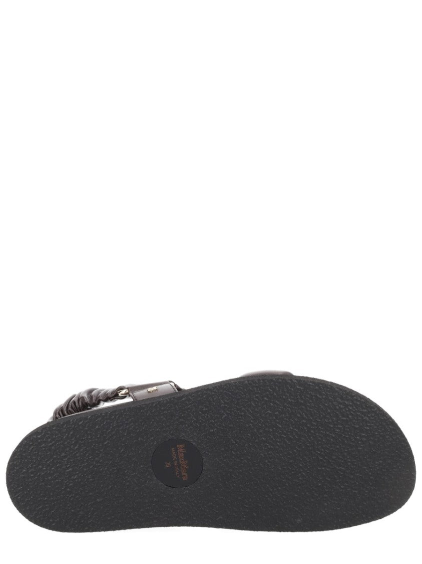 Max Mara Macro Double Strap Leather Sandals