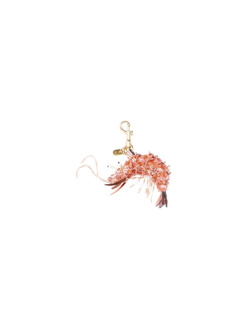 Anya Hindmarch Pink Shrimp Sequin Fabric Key Charm