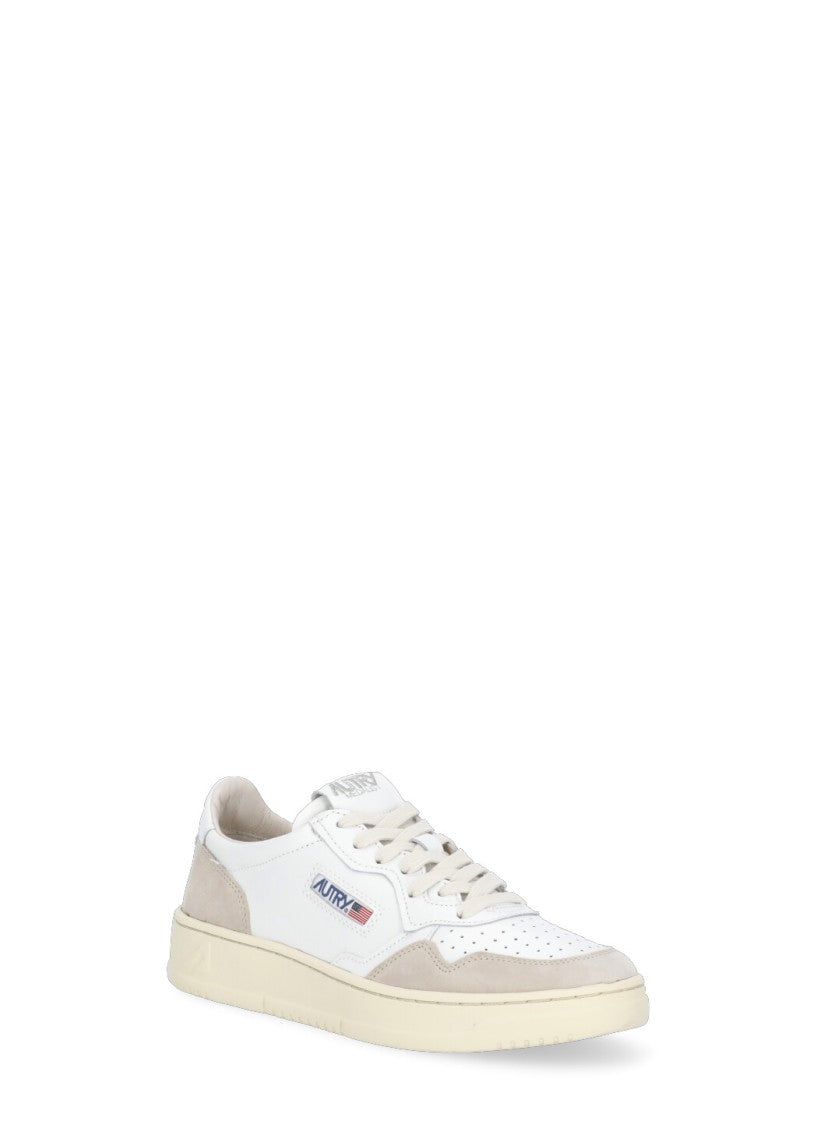 Autry White Medalist Low Leather-Blend Sneakers