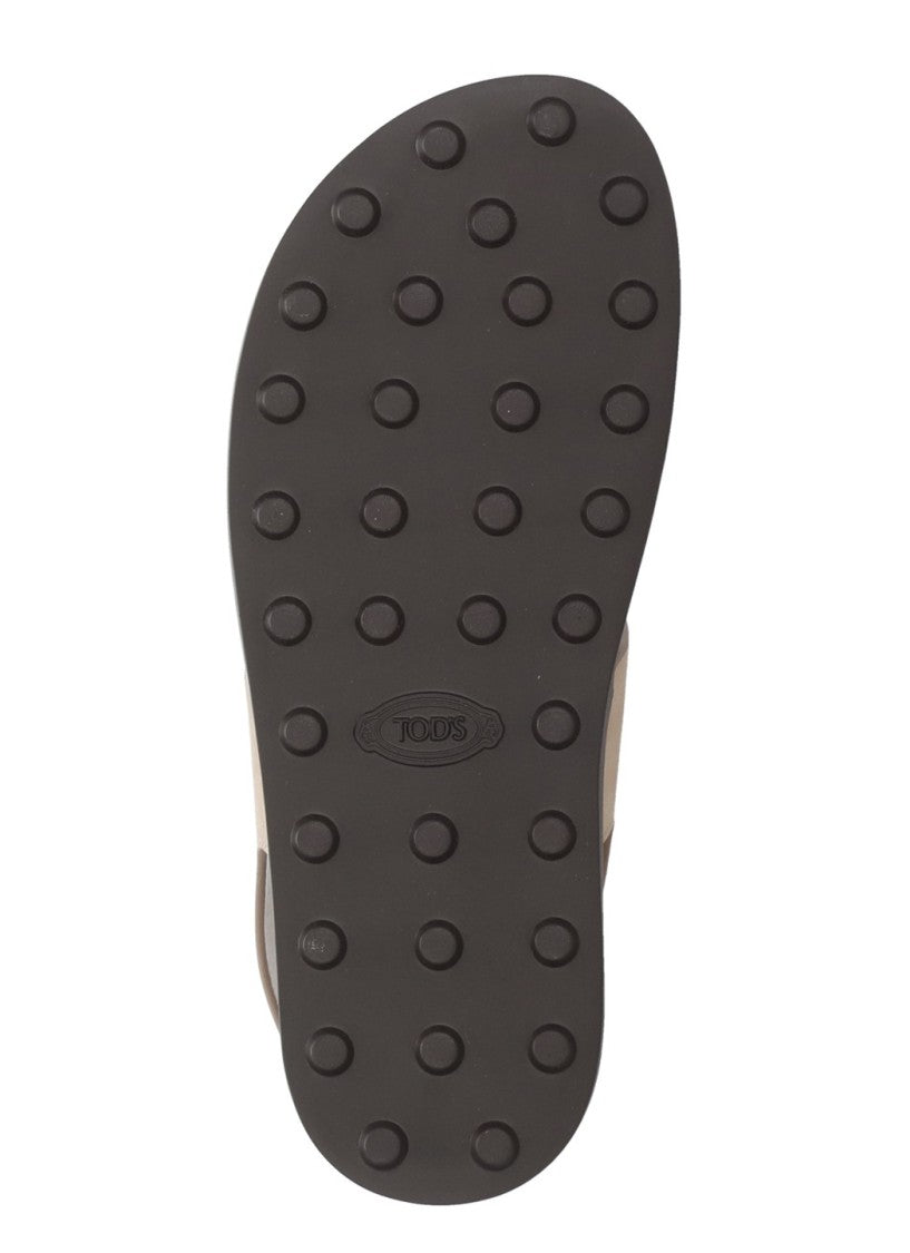Tod's Pink Velcro Strap Leather Sandals