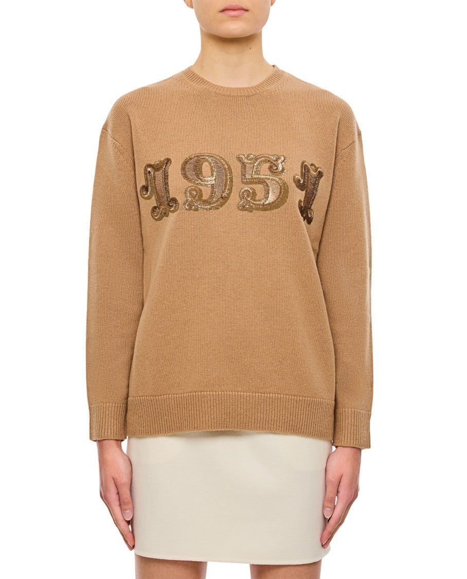 Max Mara Plata 1952 Sequin Logo Knit Sweater