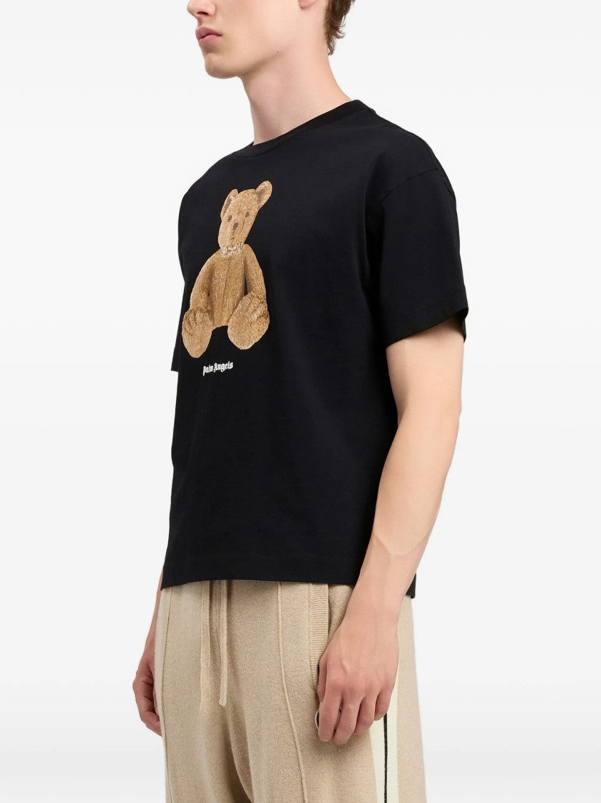 Palm Angels Black Bear Regular Graphic Cotton T-Shirt