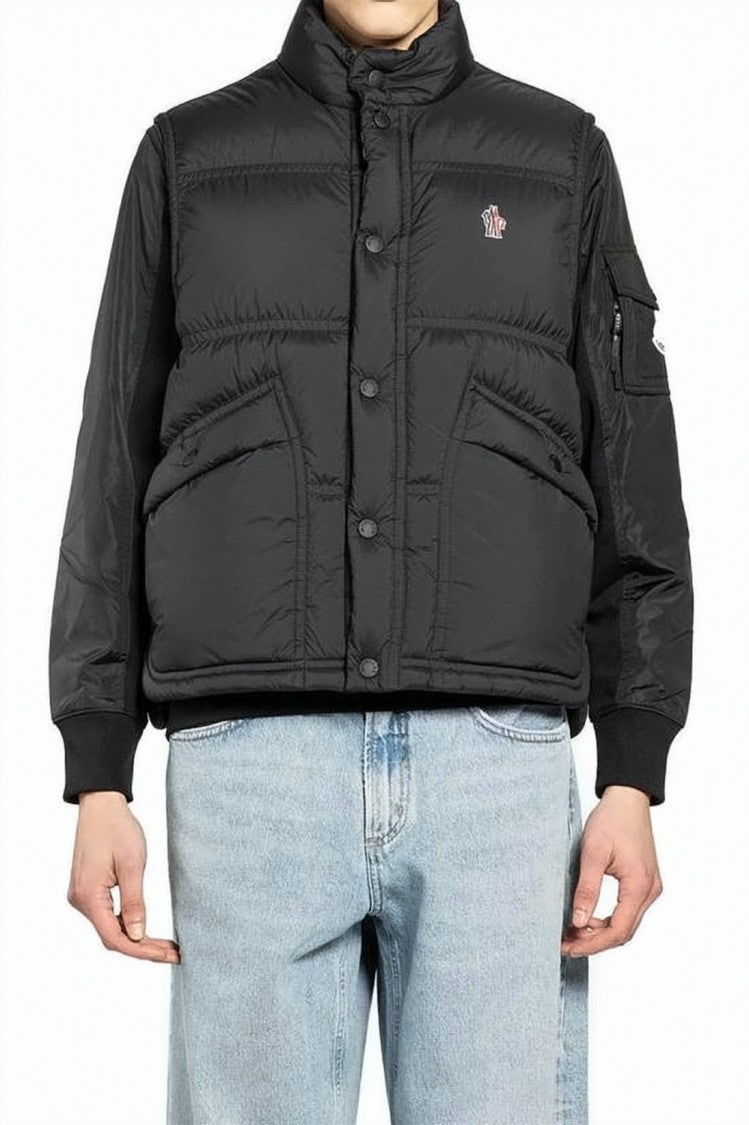 Moncler Padded Black Vest With High Collar