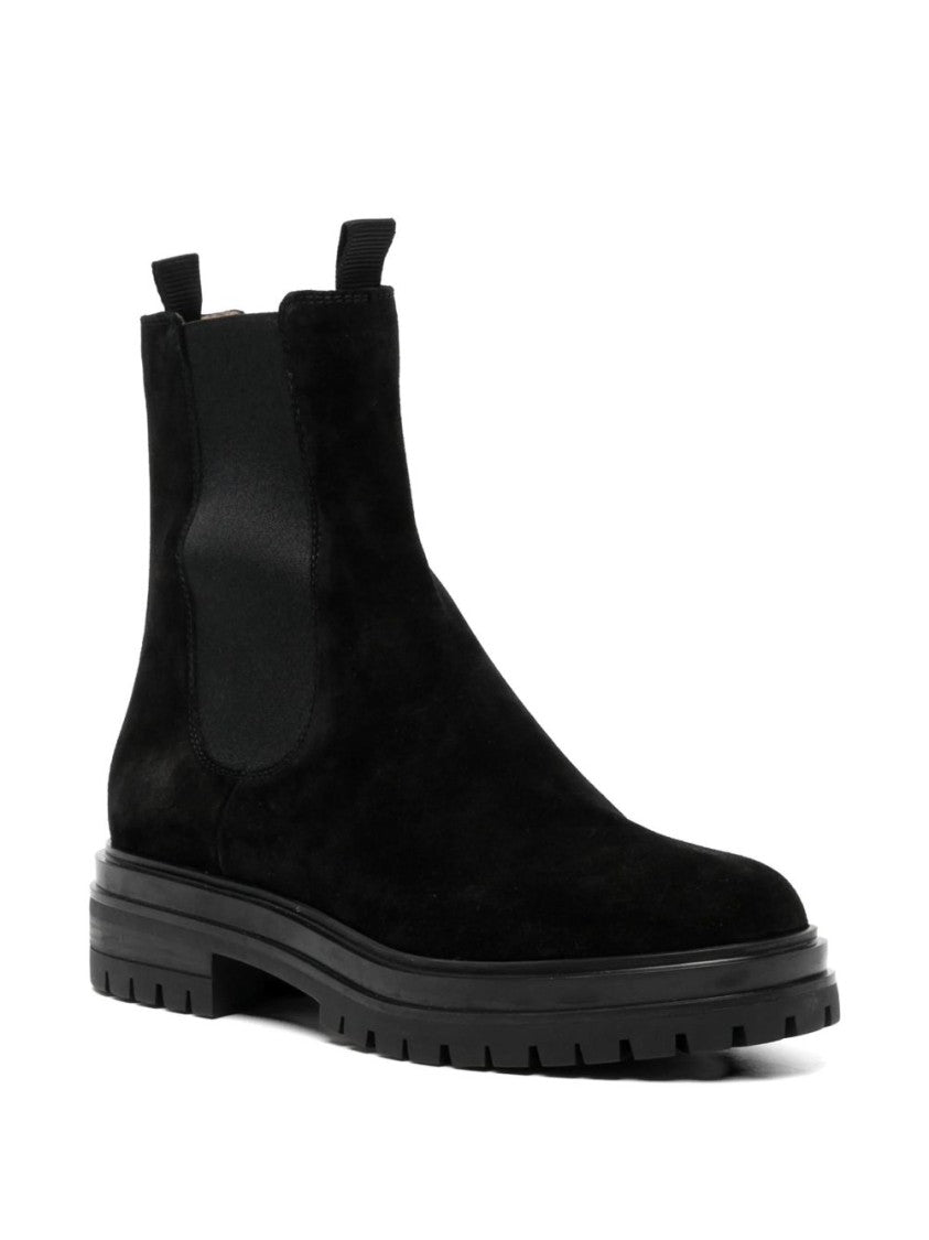 Gianvito Rossi Black Suede Leather Elastic Chunky Sole Boots